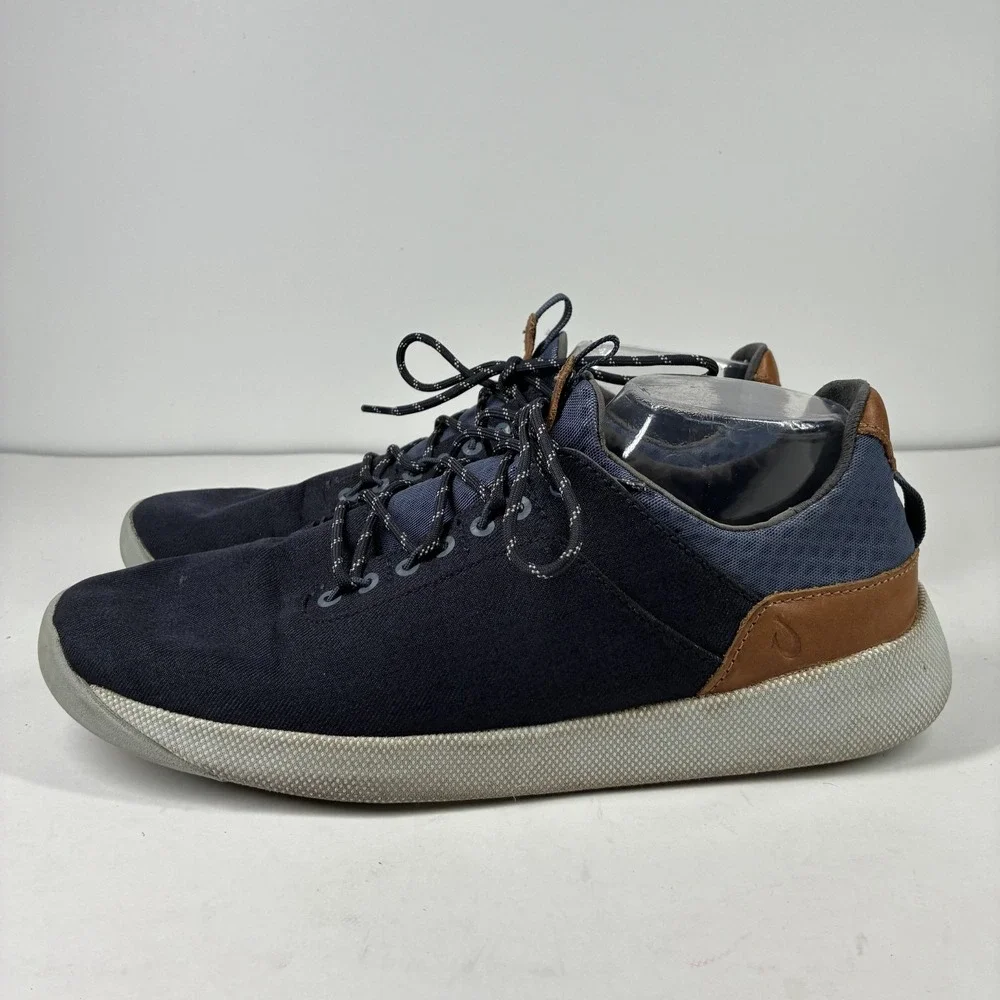 OluKai Nanea Li Men's US 10 Navy Blue Canvas Lace-Up Casual Sneakers 10485-TFVI